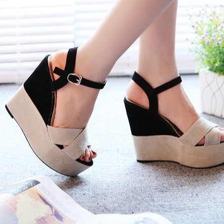 Giày Sandal Cao Gót Hở Mũi Đế Xuồng Dày Thời Trang Mùa Hè 2022