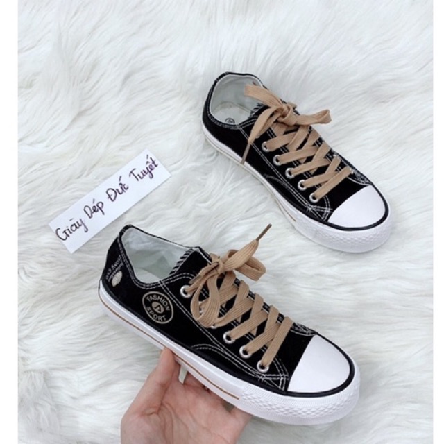 Giày thể thao nữ kiểu convers dây nâu