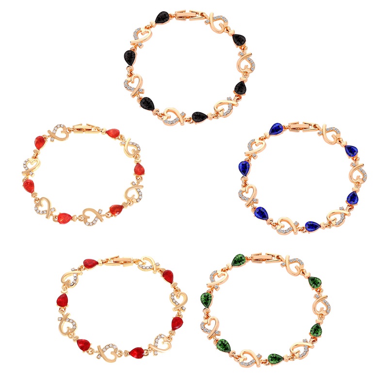 Vòng Tay Mắt Xích Nối Đính Đá Zircon Hình Trái Tim Có Thể Điều Chỉnh Cho Nữ