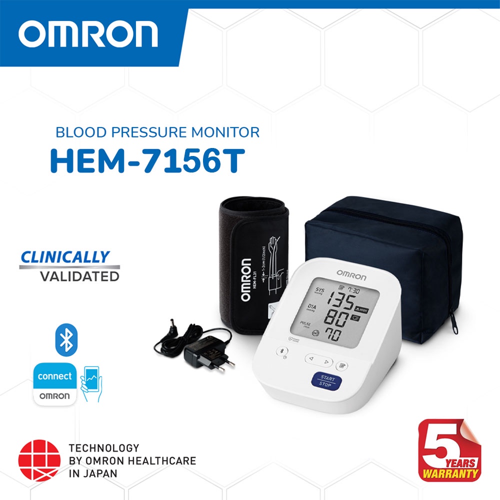 Máy đo huyết áp Omron HEM-7156T vòng bít ° Intelliwrap™ 360° - Kết nối điện thoại - Model mới 2022