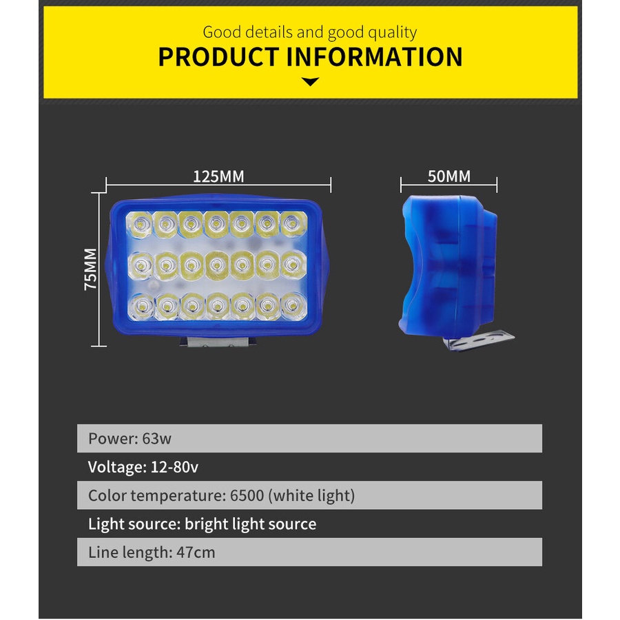 Hàng Mới Về Mới Đèn Pha LED 63w 12-80V Siêu Bền Chất Lượng Cao Cho Xe Hơi Xe Máy