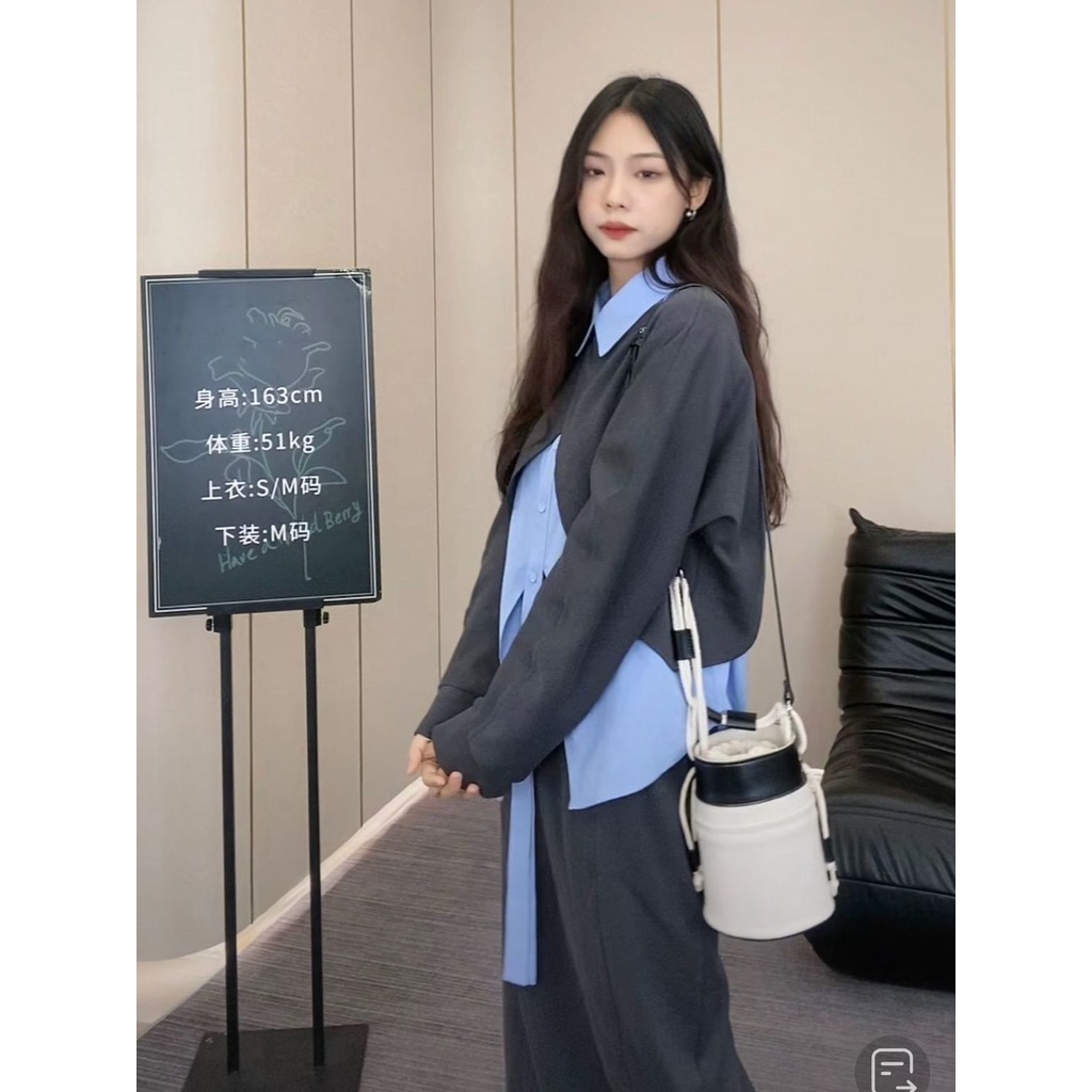 Bộ Áo Sơ Mi Phối Chân Váy Kiểu Phương Tây Thời Trang Cao Cấp Cho Nữ