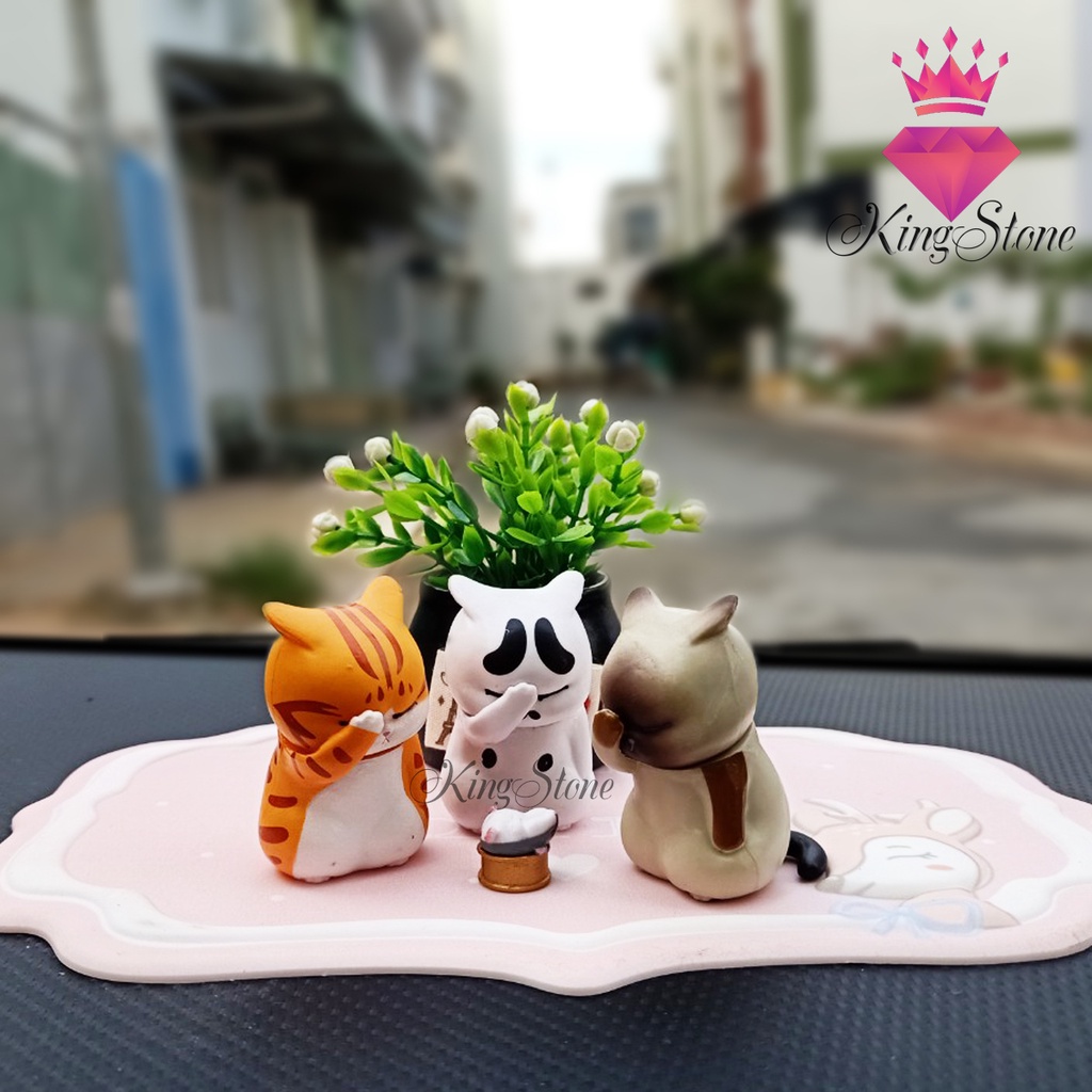 Phụ kiện ô tô mèo bó tay mèo bất lực mèo đăm chiêu trang trí taplo, decor Phòng Ngủ Bàn Học - trang trí ô tô King Stone