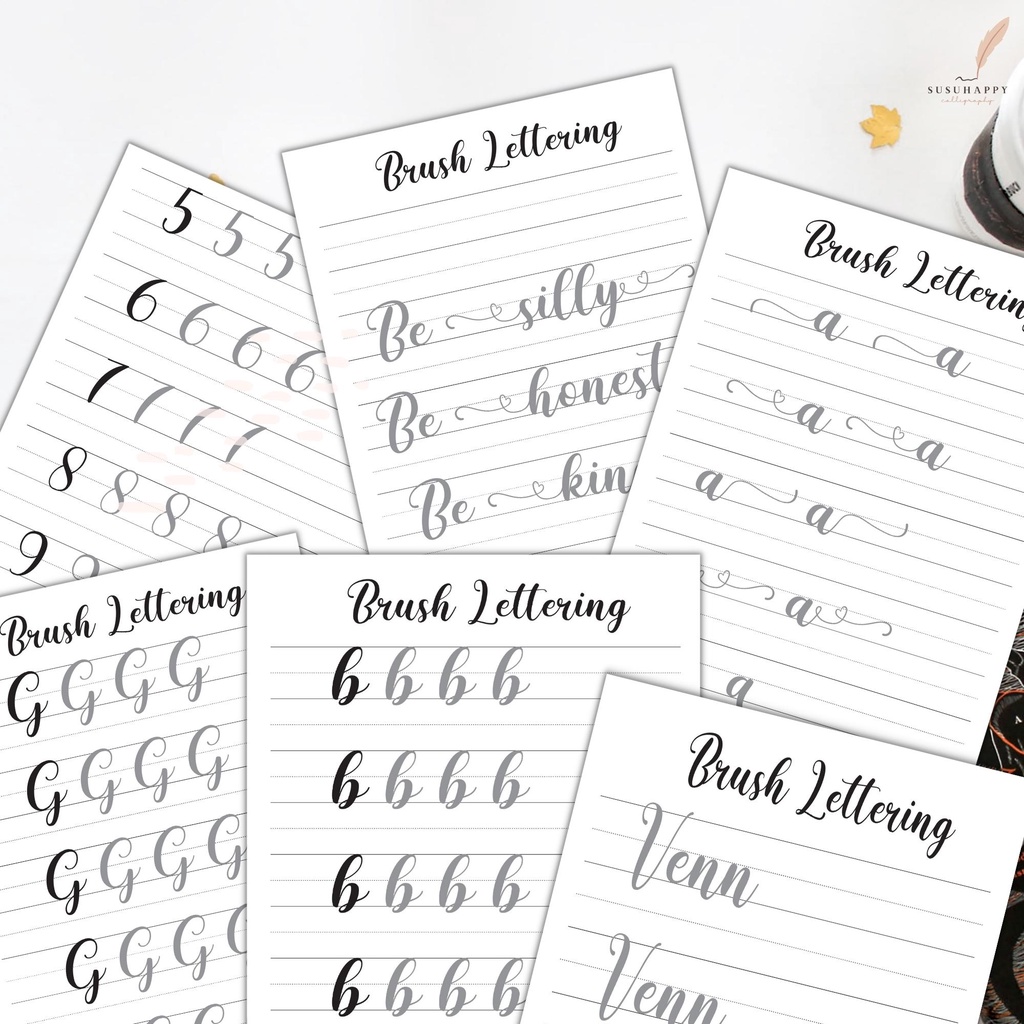 Workbook 4 Tuần Luyện Tập Brush Lettering, Worksheet Tập Viết Calligraphy Có Lộ Trình Hàng Ngày