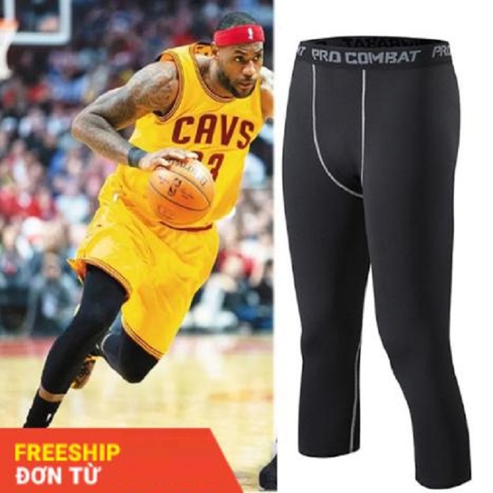 QUẦN GIỮ NHIỆT COMBAT PRO, QUẦN LEGGING TẬP GYM NAM DÁNG DÀI MÀU ĐEN