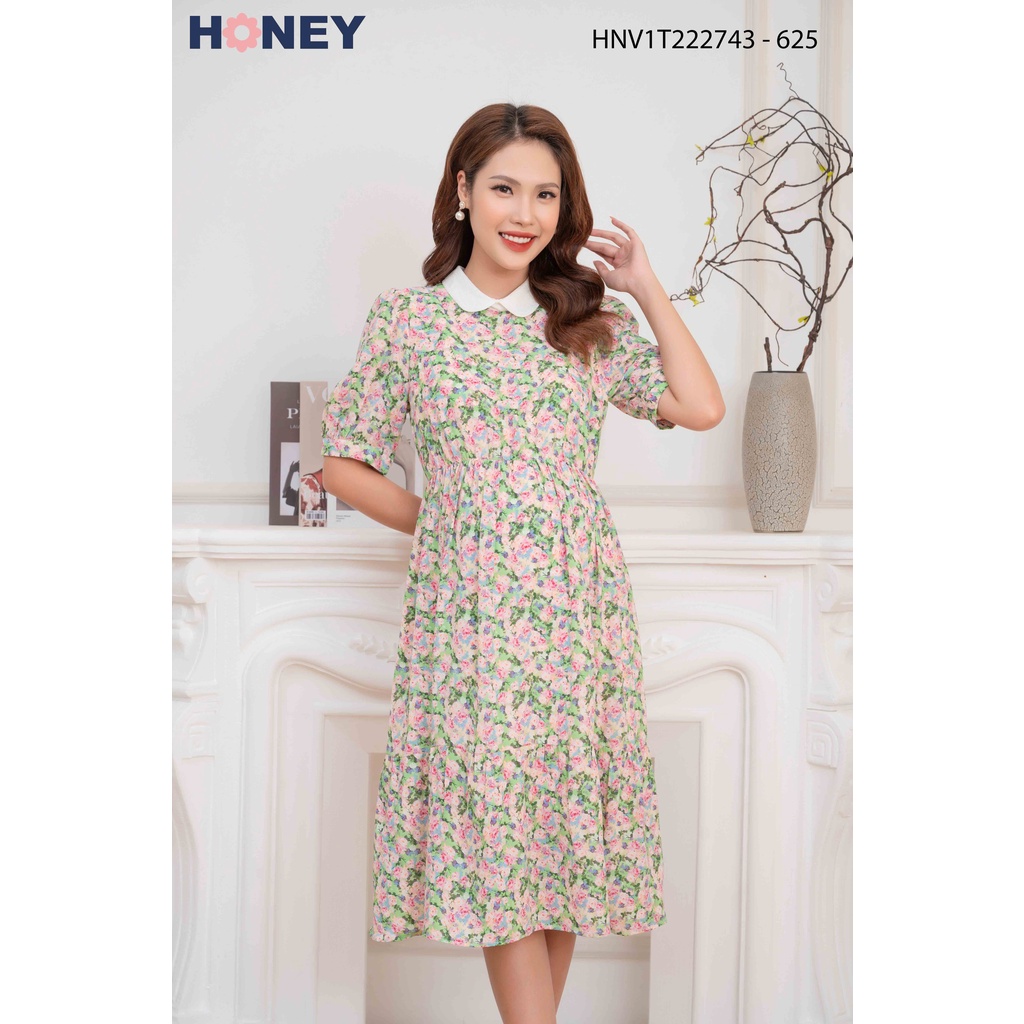Váy đầm bầu thiết kế công sở cổ sơ mi chất lụa mịn dáng babydoll đi chơi đi tiệc - thời trang bà bầu cao cấp Honey