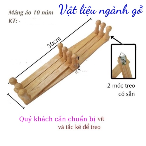 Móc xếp gỗ treo áo quần nón, áo khoác. Móc treo xếp gọn gắn tường