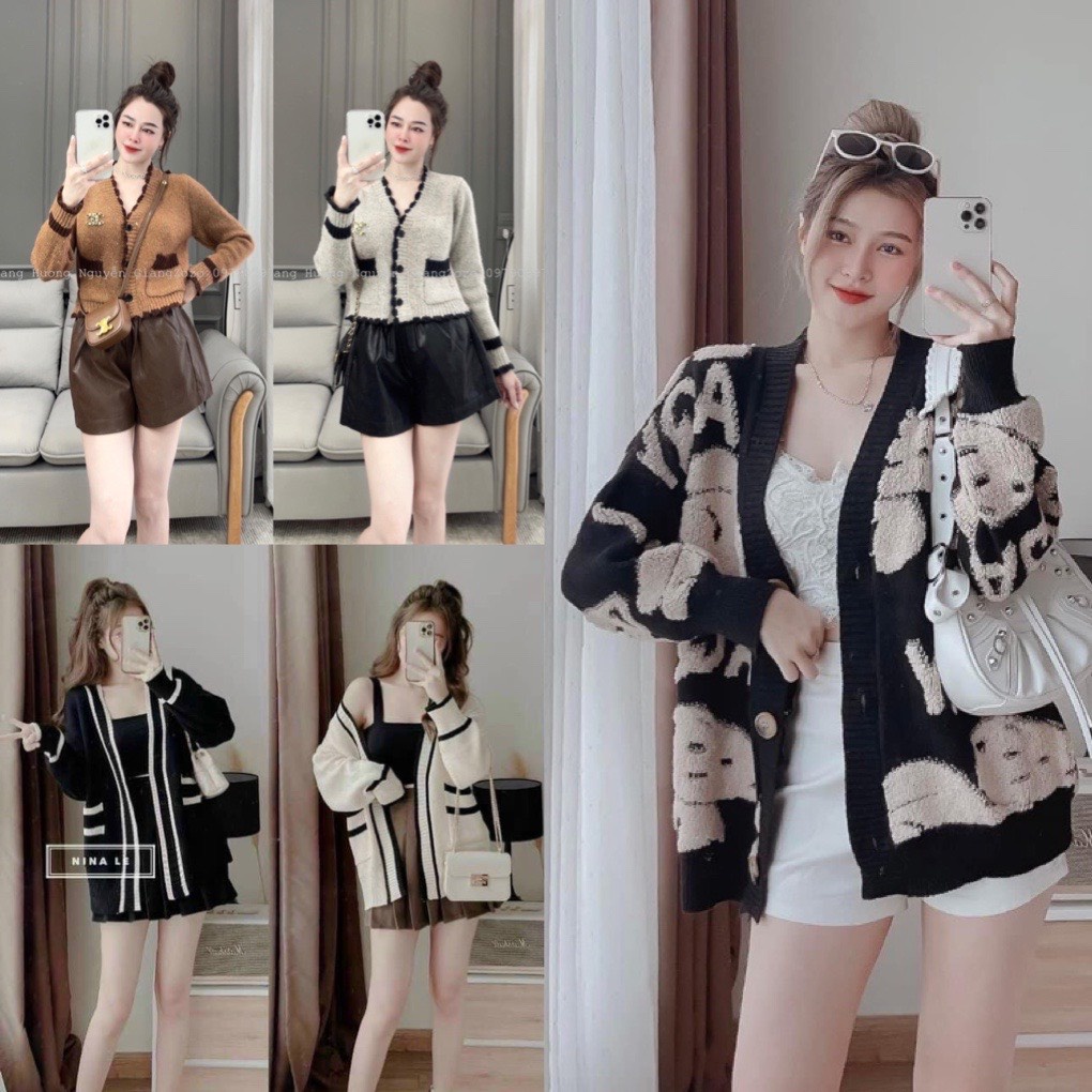 Áo khoác len cardigan dài tay, áo cadigan dáng rộng cho nữ phong cách hàn quốc