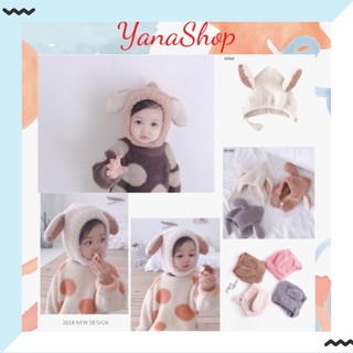 Mũ tai thỏ lông cừu siêu ấm cho bé từ 1 - 5 tuổi - mokids