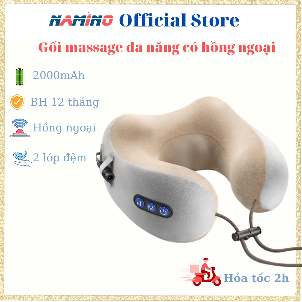 Gối Massage Chữ U Đa Năng Cao Cấp - Máy Mát Xa Cổ Hỗ Trợ Giảm Đau Cổ Vai Gáy Hiệu Quả Kiêm Gối Ngủ Tiện Lợi 4 Trong 1