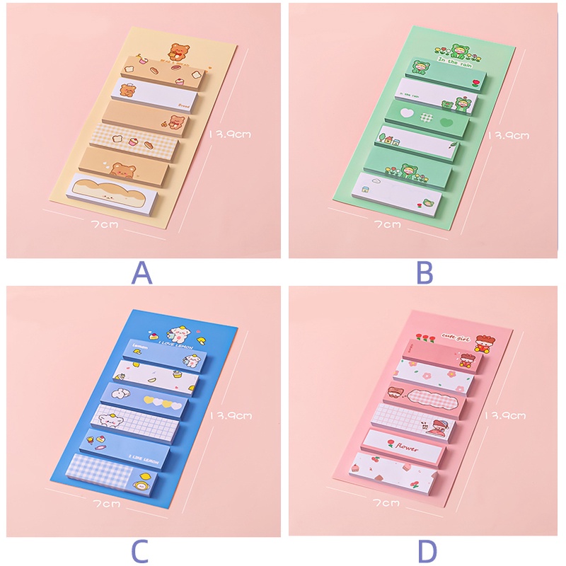 Set 120 Tờ Giấy Ghi Chú Họa Tiết Hoạt Hình Dễ Thương