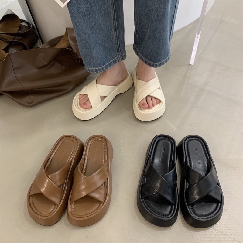 Dép nữ quai chéo hàn quốc 3 màu