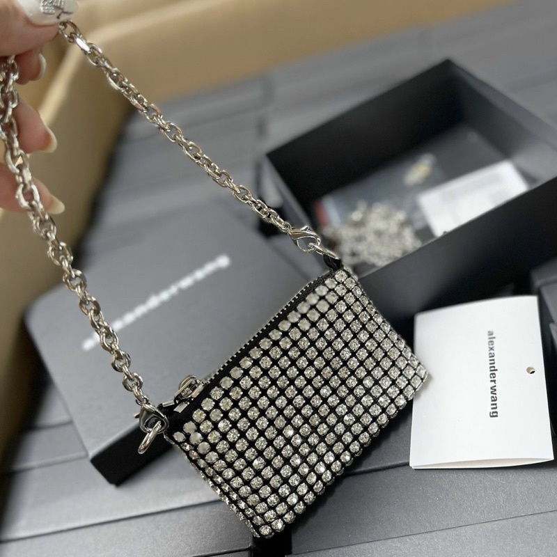 VÍ mini Wang Đá Khâu Full Box Kèm Dây Đeo Chéo