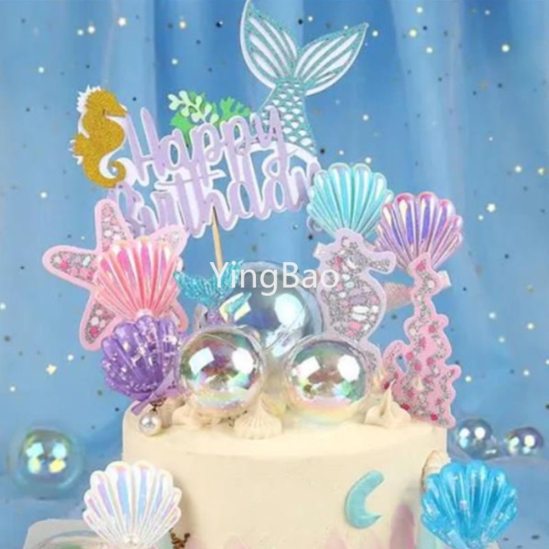 Topper Trang Trí Bánh Kem Hình Đuôi Nàng Tiên Cá