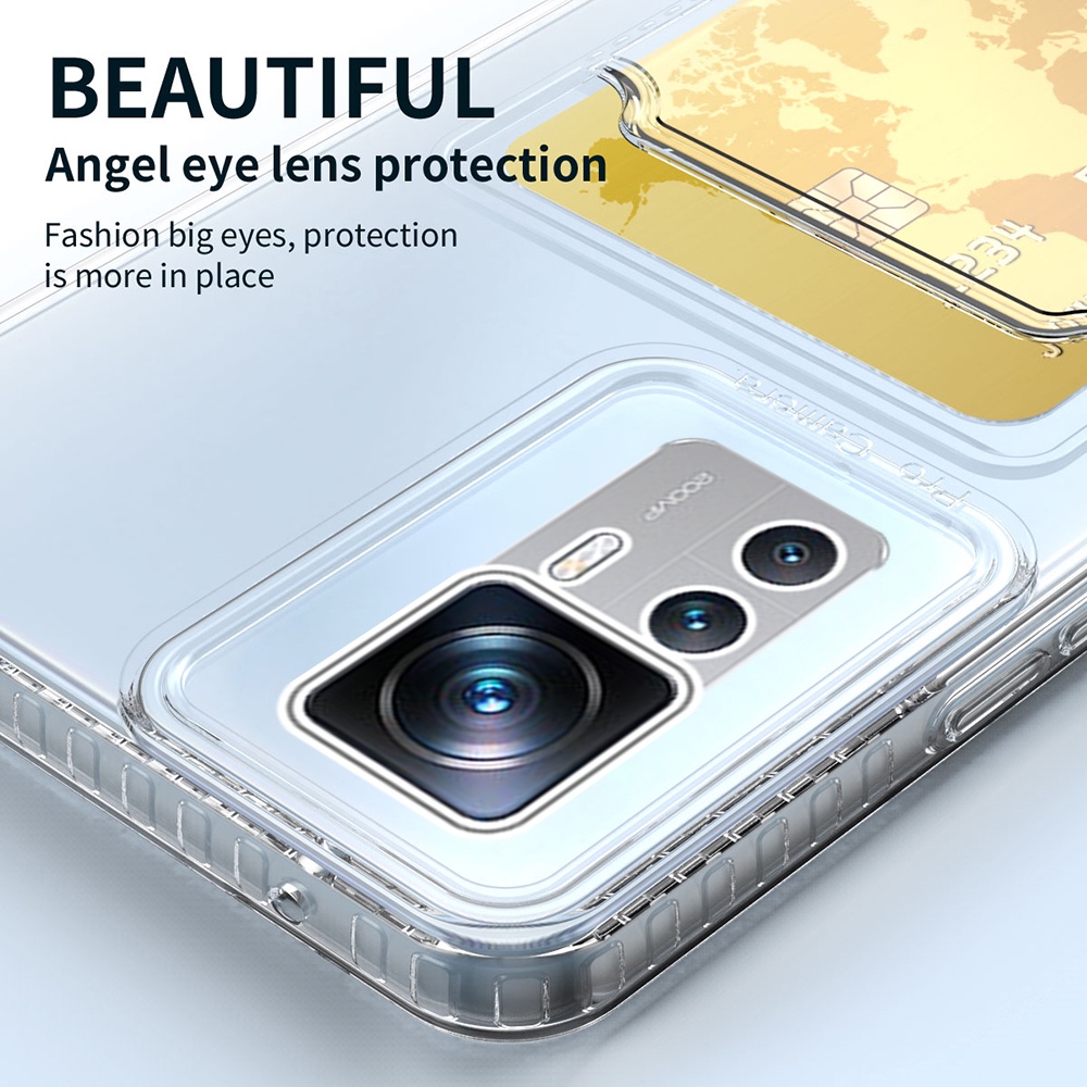 Ốp Điện Thoại Trong Suốt Có Ngăn Đựng Thẻ Cho Xiaomi 12T Pro Redmi K50 Ultra 12Tpro Xiaomi12t