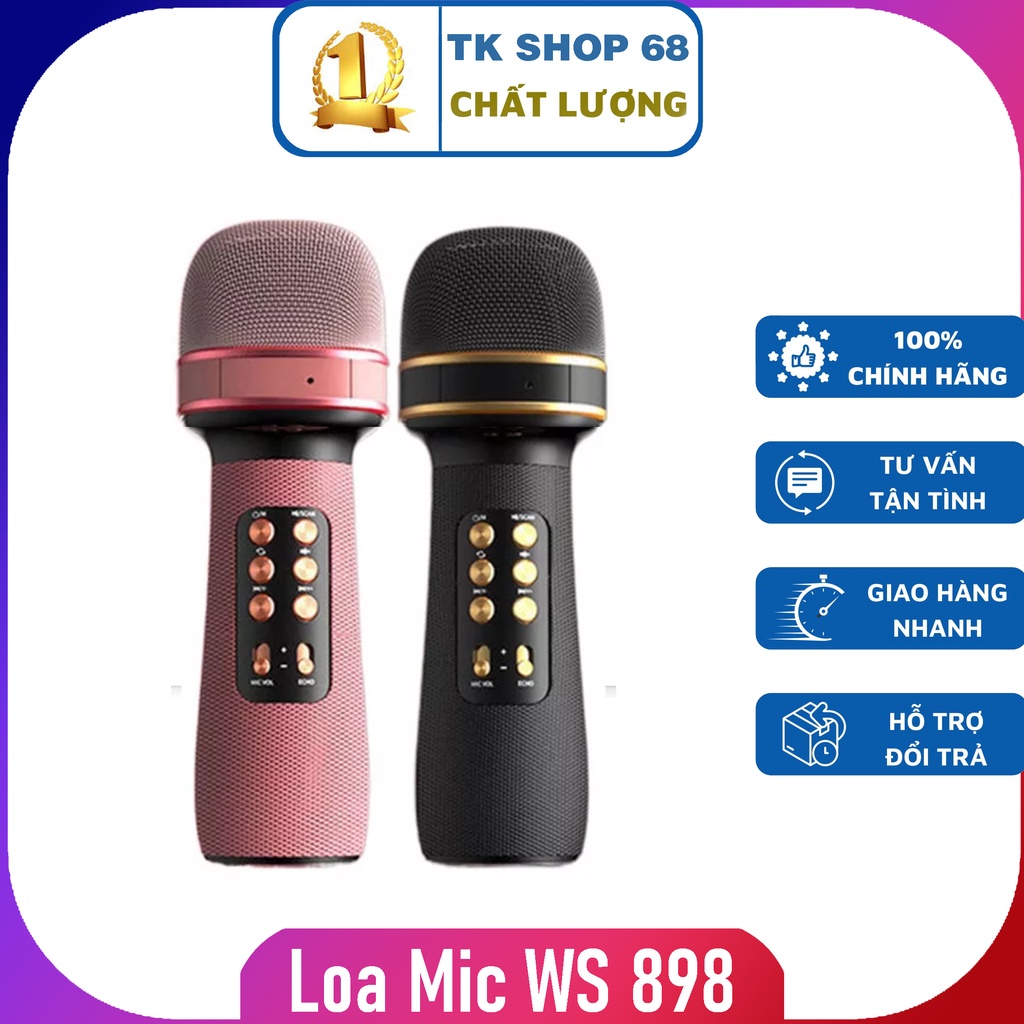 Micro không dây hát Karaoke kèm Loa Bluetooth WS-898 - loa bluetooth kèm micro karaoke công nghệ mới âm thanh cực hay