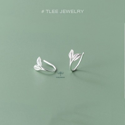 Khuyên tai bạc nữ TLEE lá ổi cá tính đơn giản TLEE JEWELRY B0163
