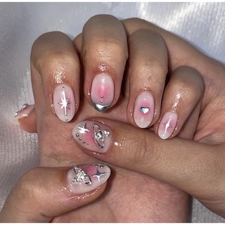 Nailbox thiết kế ( Hồng loang vẽ metal )