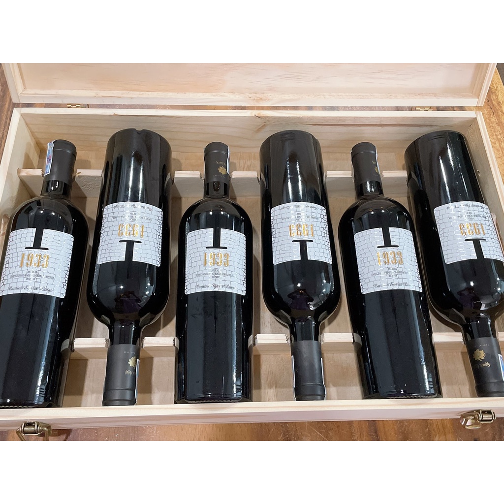 Quà tặng hộp gỗ 6 chai rượu vang Ý 1933 Rosso nhập khẩu