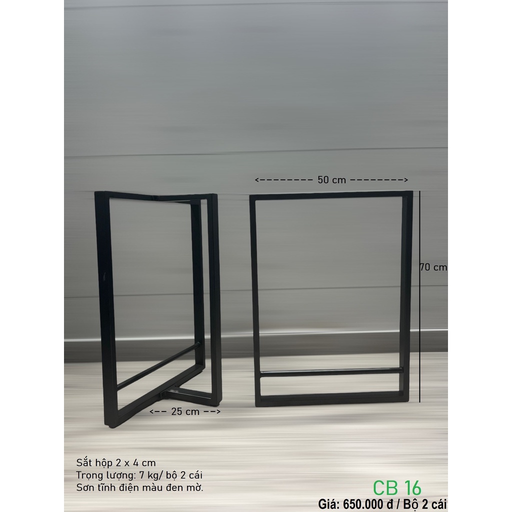 Chân bàn sắt hộp, chân bàn làm việc - sắt sơn tĩnh điện - 1 cặp CB16