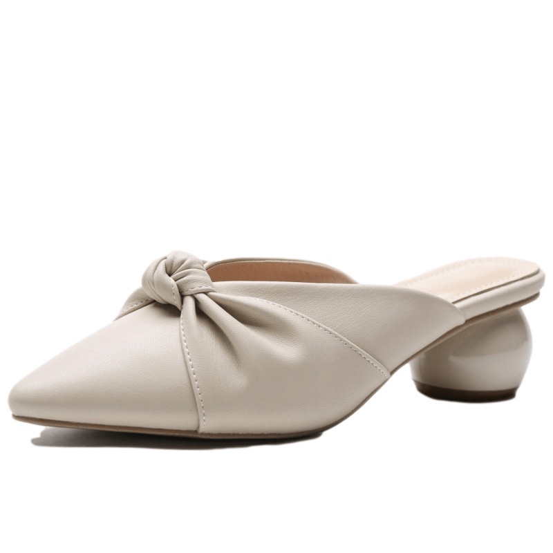 Dép Cao Gót Nữ Mũi Nhọn Đính Nơ Thời Trang