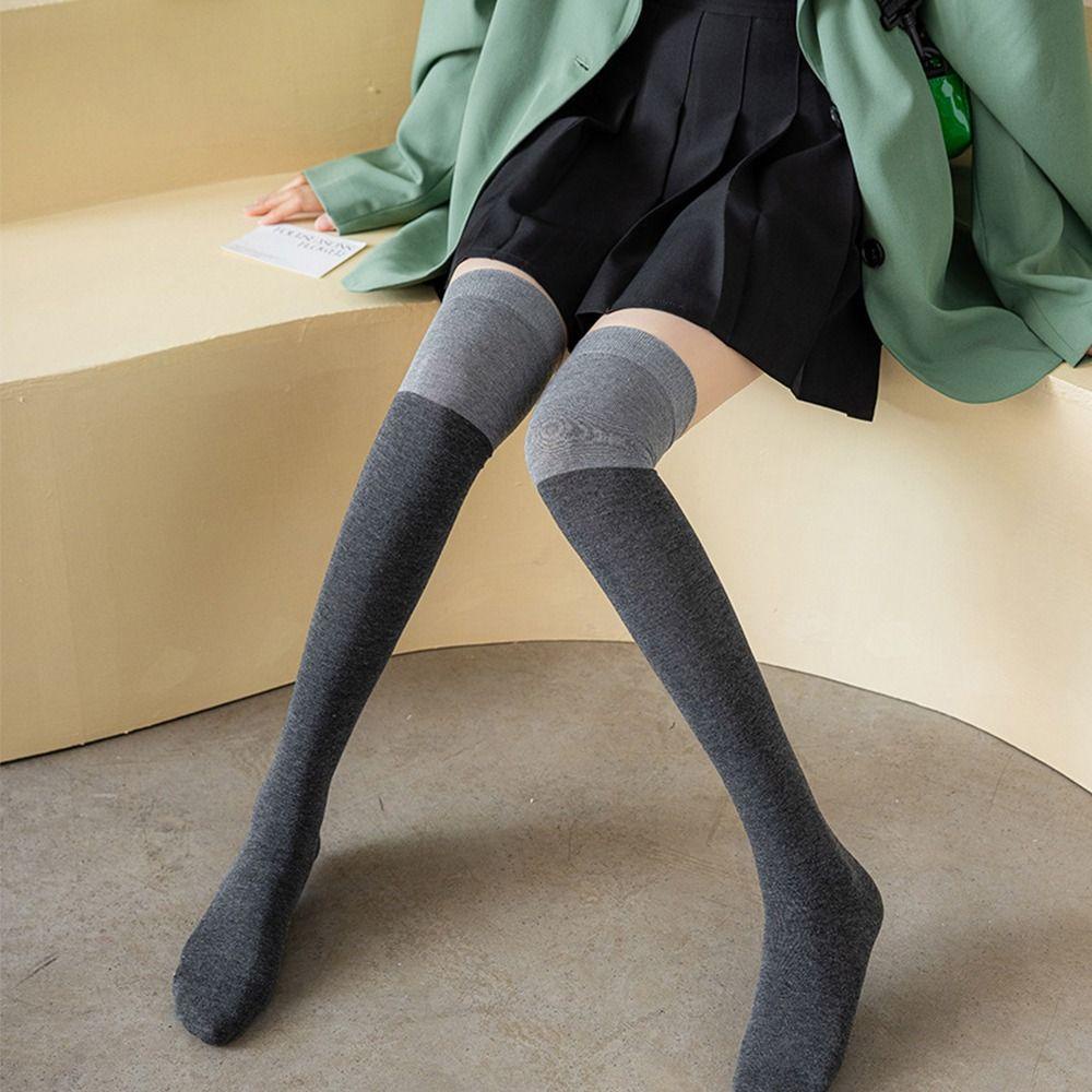 Vớ Bắp Chân Mềm Mại Giữ Ấm Màu Tương Phản Thời Trang Xuân Thu Cho Nữ