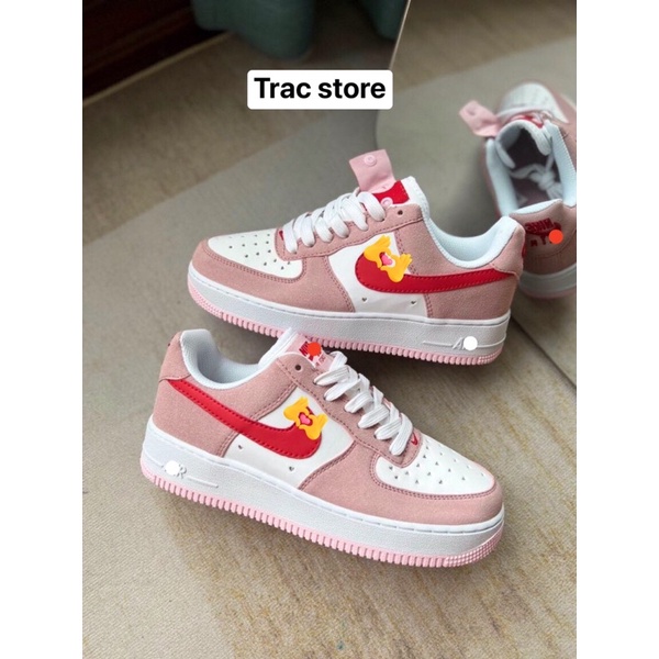 Giày thể thao af1 love valentin Giày sneaker trắng Hồng full sz nữ Bill box đầy đủ