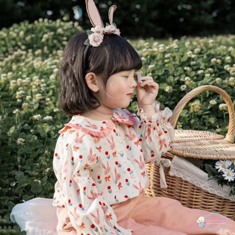 Áo Thun Cổ Búp Bê Họa Tiết Hoạt Hình Dễ Thương Cho Bé Gái