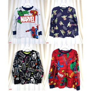 Áo thun tay dài bé trai - họa tiết navy star wars, xám nhạt marvel, đỏ anh hùng, đen marvel