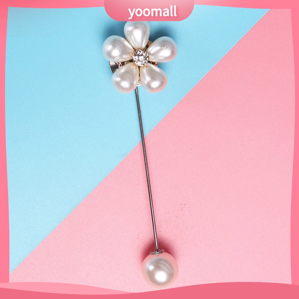 Ghim Cài Áo Hình Bông Hoa Đính Ngọc Trai Giả Thanh Lịch Dành Cho Nữ