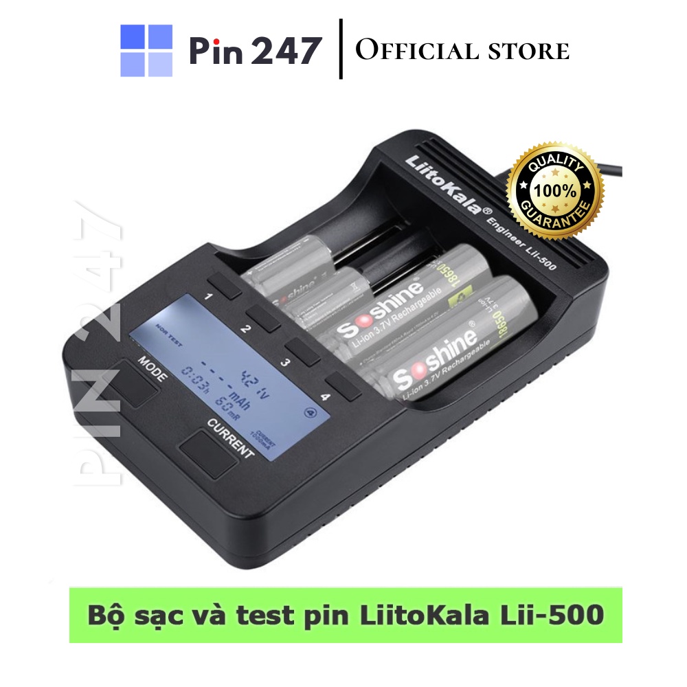 Bộ sạc và test pin đa năng Liitokala Lii-500 cho pin AA AAA 18650 26650 14500 1.2V 3.2V 3.6V [Pin247]