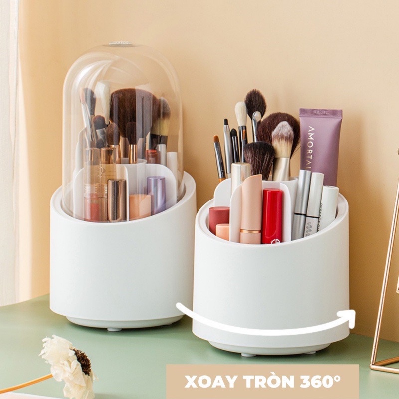 Hộp lọ đựng cắm cọ trang điểm nail ống cốc đựng bút để bàn hũ có nắp đậy trong chống bụi nhiều ngăn đa năng