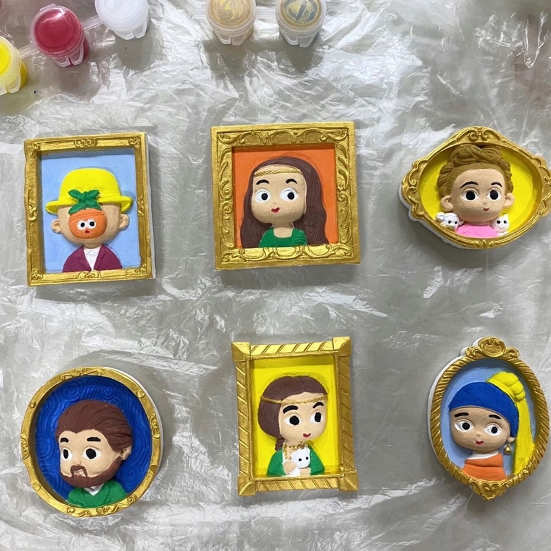 Set 8 tượng thạch cao mini kèm màu và bút tô DIY cho bé