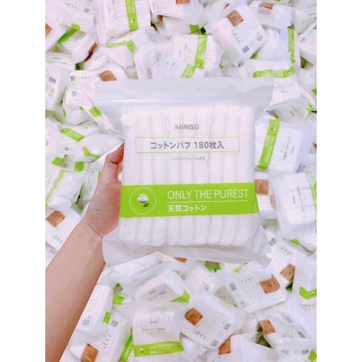 Bông tẩy trang Miniso Nhật Bản 180 miếng