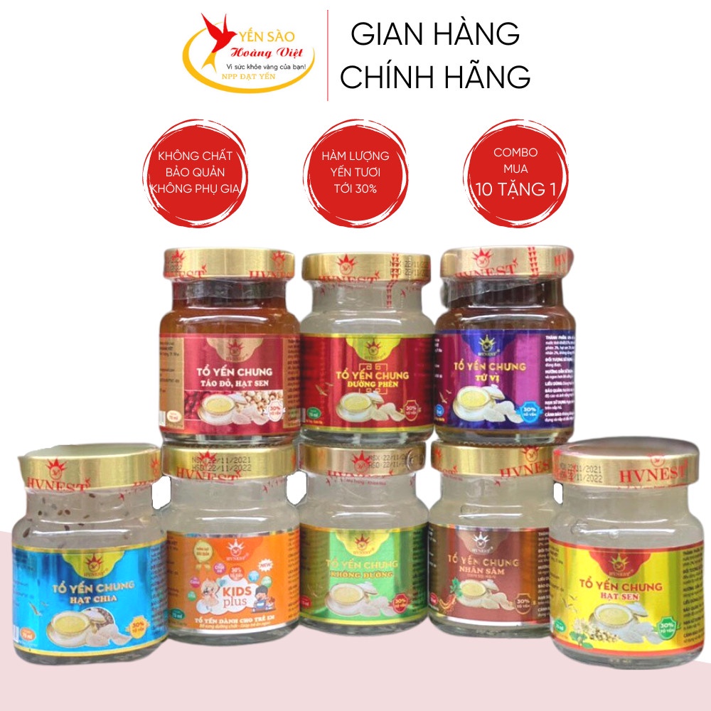 Yến Chưng Sẵn Hvnest Chuẩn Khánh Hòa 9 Vị Có Sẵn, Thể Tích 70Ml