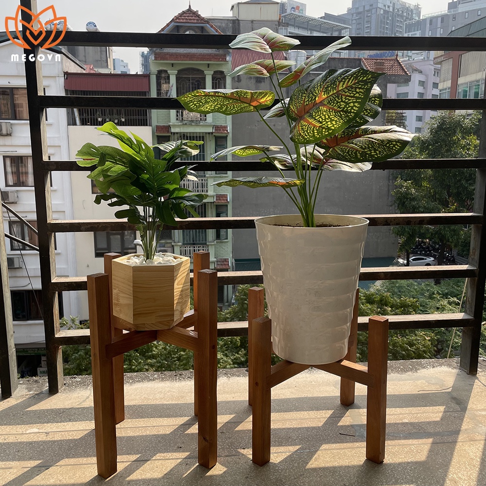 Đôn gỗ để chậu cây cảnh, giá gỗ đỡ chậu cây trang trí MEGOVN