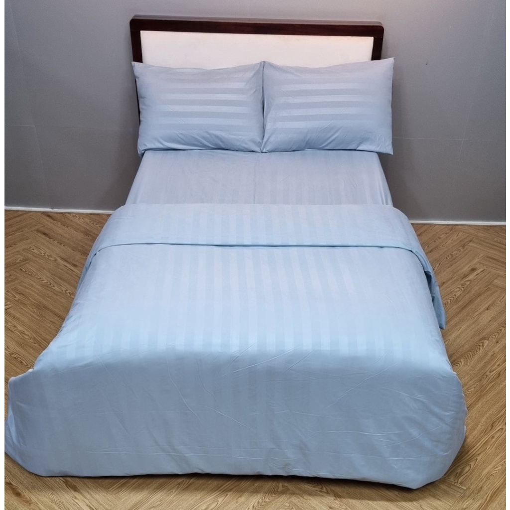 Bộ Ga và 2 Vỏ Gối Màu Sọc 3 Phân RIOTEX SHOP cho nhà nghỉ khách sạn