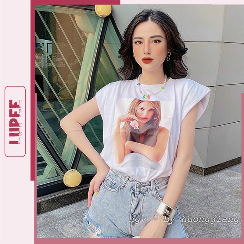 Áo thun độn vai sát nách nữ Hot Trend cá tính dáng rộng phong cách Hàn Quốc đẹp giá rẻ MS11