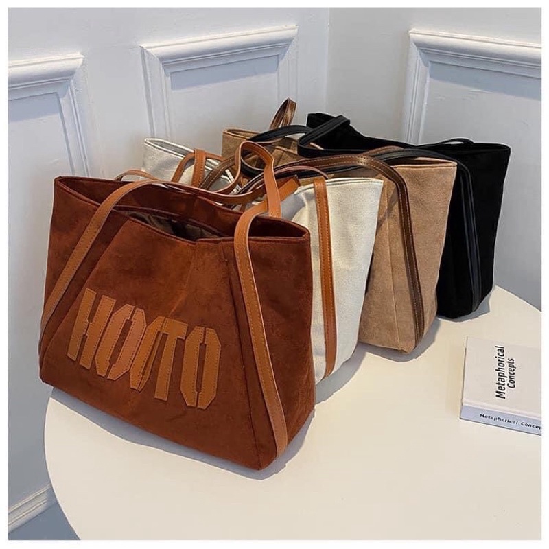 Túi đeo vai da lộn Hooto phong cách Hàn xinh xắn, trẻ trung