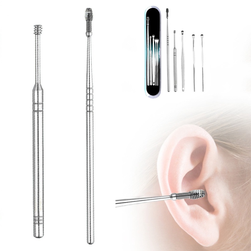 Dụng Cụ Lấy Ráy Tai Chuyên Nghiệp 7 Món - Bộ Ngoáy Tai Cao Cấp 7 Món