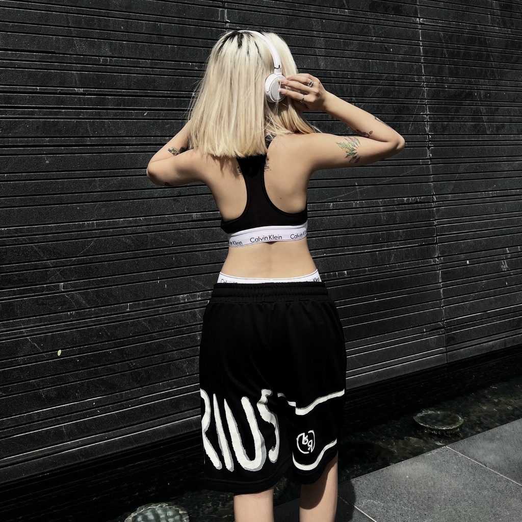 Quần Ngắn Nỉ Đen Unisex Basic Logo LOURIUS