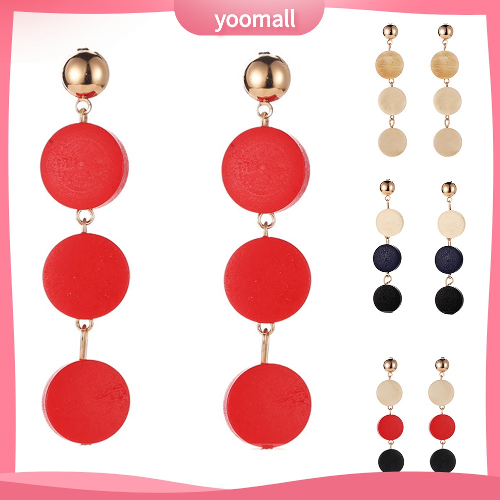 Bông Tai Hình Tròn Bằng Gỗ Thời Trang Dành Cho Nữ