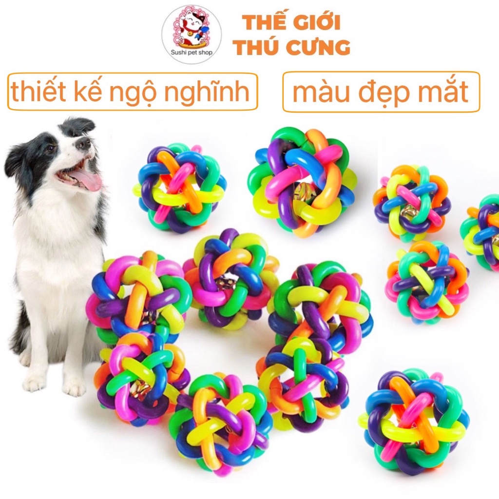 Đồ chơi cho thú cưng quả bóng cuộn dây kèm chuông 7 màu