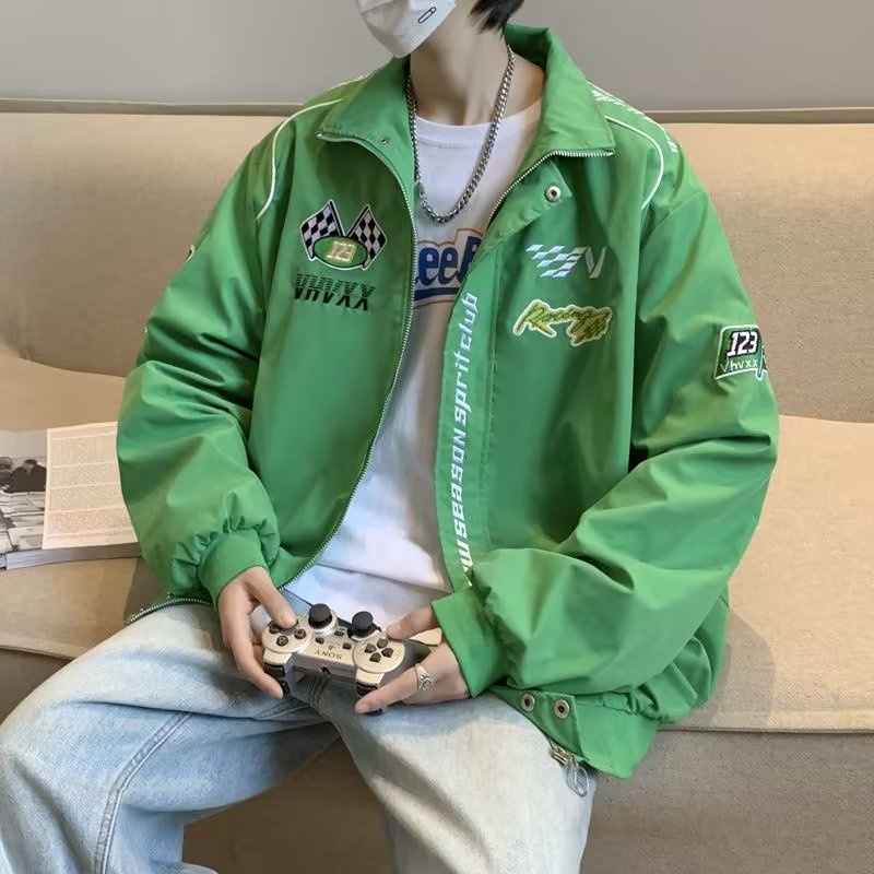 Áo Khoác nam Form Rộng Phong Cách Vintage Hàn Quốc Cho Cặp Đôi áo khoác bomber nữ áo khoác dây kéo áo varsity jacket nam