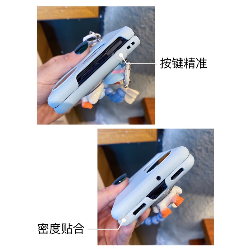 Ốp Điện Thoại Màu Xanh Dương Có Giá Đỡ Hình Chú Vịt Cho Samsung Galaxy Z Flip 3 5G Z Flip 4 Z Flip3 ZFlip3 Z Flip4 ZFlip 4
