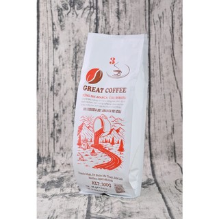 Cà phê rang xay nguyên chất great coffe,dòng mix 3 arabica,culi,robusta 500g cp03