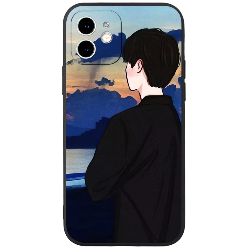 Ốp điện thoại JURSUE hoạt hình cặp đôi dễ thương đẹp nam nữ silicon mềm Cho iPhone 14 13 12 11 Pro Max SE 2020 X XR XS 8 7 ip 6S 6 Plus kute XYH797