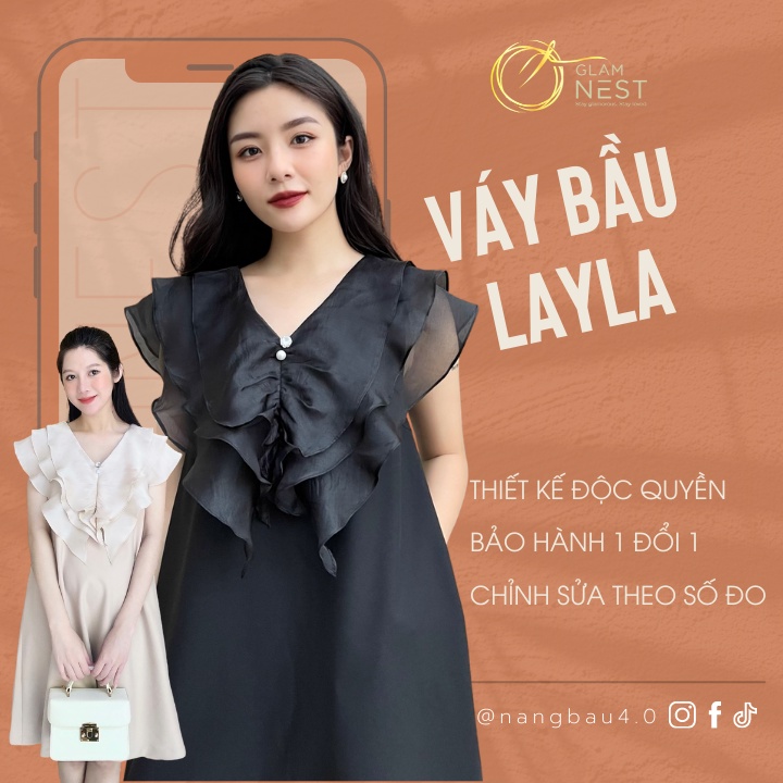 Váy Bầu Dự Tiệc Đầm Bầu Thiết Kế Cao Cấp Glam Nest VN017