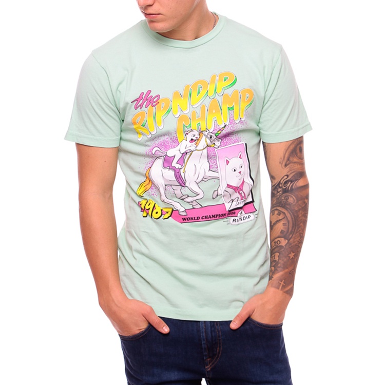Ripndip Áo Thun Ngắn Tay In Hình Mèo Đeo Kính Cá Tính