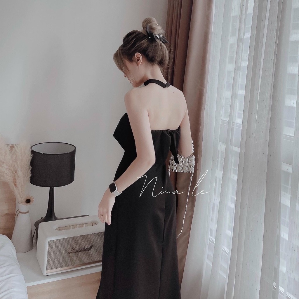 Đầm nữ thời trang mặc đi chơi chất cotton lạnh trễ vai phối ngực có mút váy xoè xếp ly xẻ trước có lót quần xinh xắn